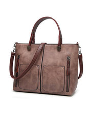 Solid Zipper Tote Bag