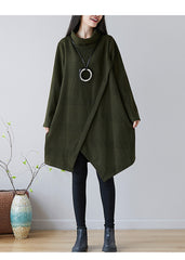 Women Solid Color High Collar Casual Dress