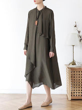 Loose Soft Irregular Literary Long Shirt Dress
