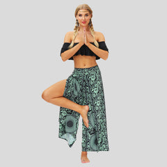 Ethnic Style Digital Print Wide Leg Fitness Yoga Pants