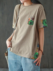 Vintage Loose Sunflower Patchwork T-Shirt