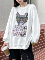 Personalized Printed Loose Long Sleeve Casual Top