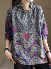 High Collar Printed Loose Versatile Sweater