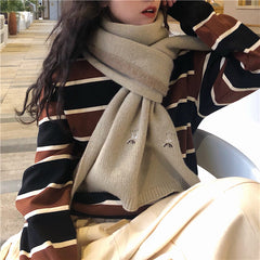 Women Cute Printed Christmas Scarf