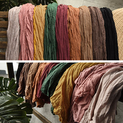 Retro Casual Pleated Solid Color Long Shawl Scarf