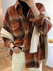 Loose Casual Thickening Plaid Shirt