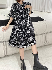 Loose Pleated Street Style Midi Dress