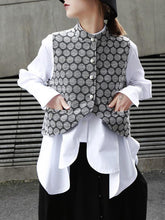 Polka-Dot Jacquard Stand Collar Short Cropped Vest