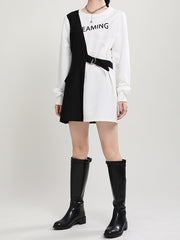 Women Stitching Plaid Long Sleeve Dress