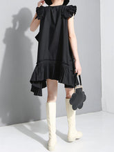 Asymmetric Ruffled Solid Dress