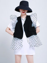 Two-Pieces Lace Crochet Panel Ruffle Falbala Waistcoat &Inner Dress