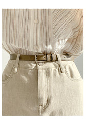 High-Waist Straight-Leg Casual Wide-Leg Pants