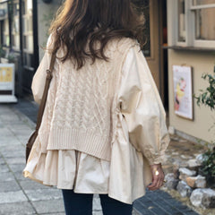 Splicing Sweater Solid Color Fack Two-Piece Top