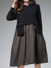 Women Contrast Stitching Loose Casual Dress