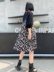 Plus Size Loose Daisy Print A-Line Midi Dress