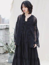 Vintage Solid Color Perspective Button Tencel Shirt