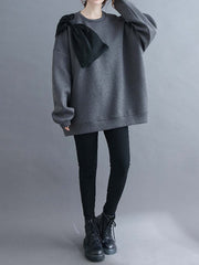 Women Thick Stitching Loose Casual Sweatshirt