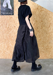 Women Solid Color Pleated Casual Loose Dress