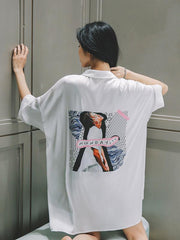 Girl Printed Loose V Neck Shirt Pajamas