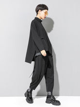 Black Loose Cropped Turtleneck Long Sleeve T-Shirt