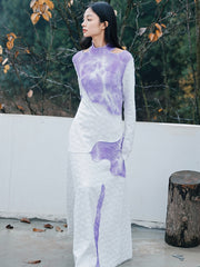 Original Design Color Contrasting Knitted Maxi Dress