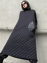 Women Round Neck Thick Solid Color Sleeveless Dress