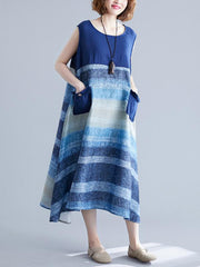 Loose Cropped Sleeveless Splicing Dress