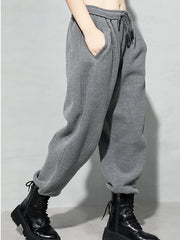 Solid Color Elastic Waist Sports Overalls Cropped Pants