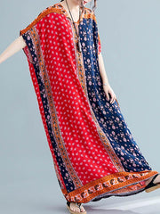 Loose National Style Retro Printed Long Dress