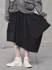 Solid Color Side Pointed Cropped Skirt