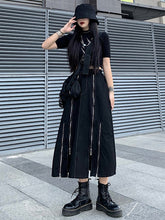 Women Irregular Zipper Solid Color Casual High Waist Skirt