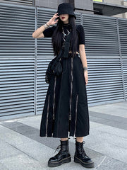 Women Irregular Zipper Solid Color Casual High Waist Skirt