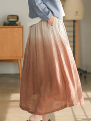 Women Casual Color Matching Tie Dye Loose Skirt