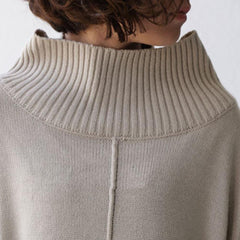 Solid High Neck Loose Sweater Dress