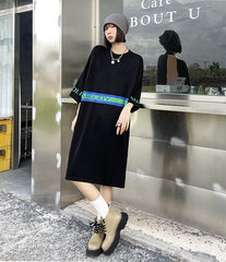 Loose Jacquard Letters Casual Knit Midi Dress