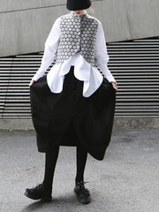 Pearl-Breasted Lamb Leg Lantern Tooling Cotton Bud Skirt