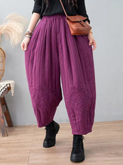 Retro Loose Lace Splicing Cotton Pants