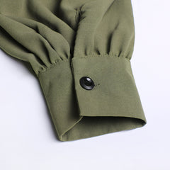 Women Retro Solid Color Shirt Wide Leg Pants Two-Piece Suit