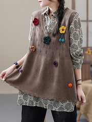 Hollow Lace V-Neck Vintage Embroidery Vest Top