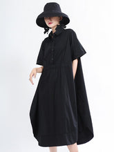 Loose Solid Color Cropped Split-Side Pleated Dress