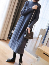 Plain Elasticity Pleated Knit Midi Dress