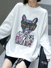 Personalized Printed Loose Long Sleeve Casual Top