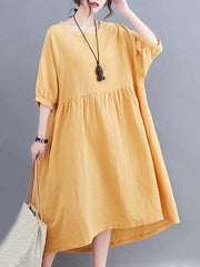 Original Solid Puff Sleeve Dress