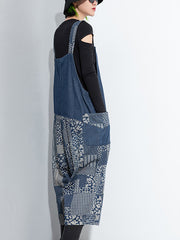 Women Retro Stitching One Piece Casual Jumpsuit