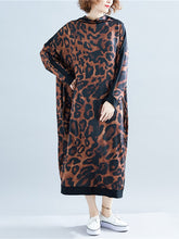 Leopard Print Loose Midi Dress