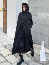 Original Creation Roomy Long Sleeves Jacquard Hooded Midi Dresses