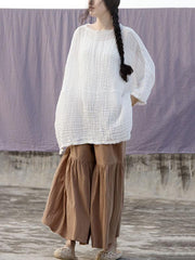 Ramie Cotton Elastic Loose Wide-leg Pants