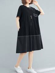 Original Split-Joint Round-Neck Dress