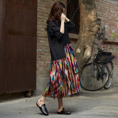 Split-Joint Lapel Printed Midi Dress