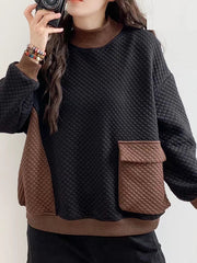 Retro Loose Color-Block Sweatshirt